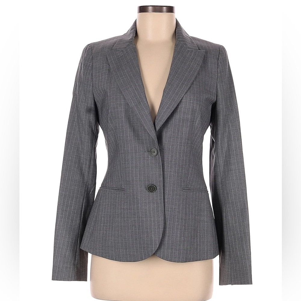 Theory Virgin Wool Gray Pinstripe Blazer